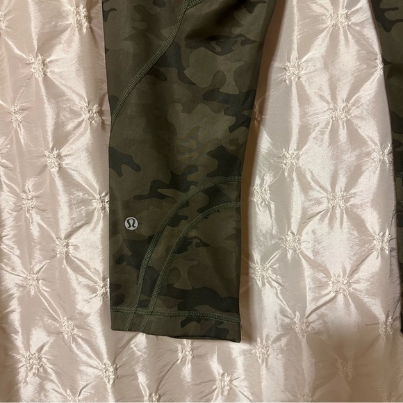 Lululemon Run Inspire Crop Leggings Luxtreme Savasana Camo Fatigue Green - Picture 7 of 14